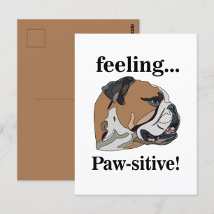 Cartão Postal Bulldog Inglês Rosto de Animal de Estimação Sentin