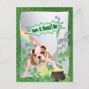 Cartão Postal Bulldog Número Três Feliz Dia de São Pattilos