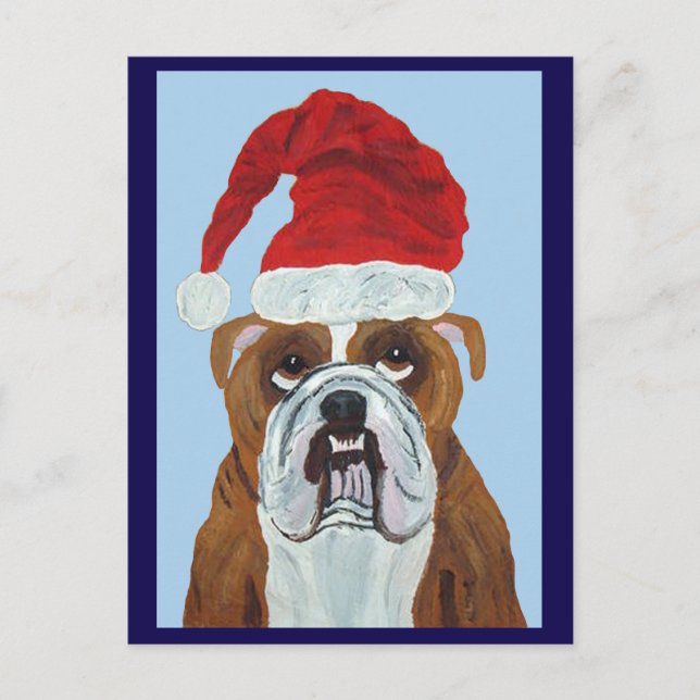 Cartão Postal Bulldog Papai Noel (Frente)
