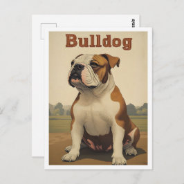 Cartão Postal Bulldog Vintage Art