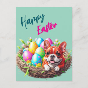 Cartão Postal Bulldogue Francês Feliz Páscoa French Bulldog