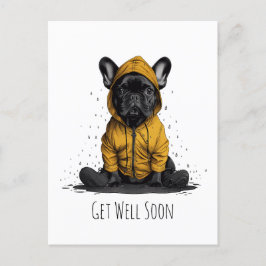 Cartão Postal Bulldogue Francês Se Recuperando Logo Raincoat