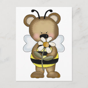 Cartão Postal Bumble Bee Bee Bear