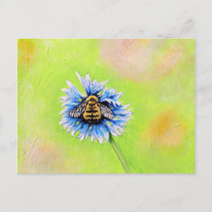 Cartão Postal Bumble Bee em uma pintura de flor