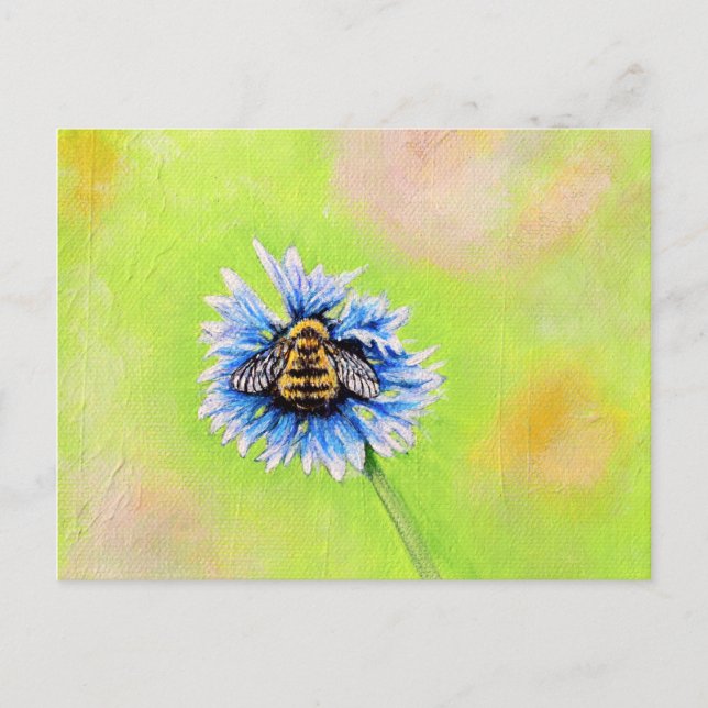 Cartão Postal Bumble Bee em uma pintura de flor (Frente)
