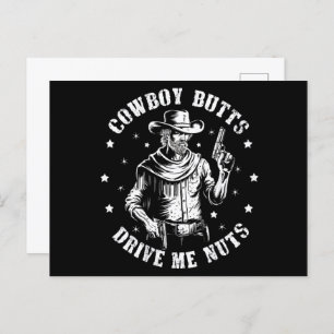 Cartão Postal Bumbuns De Cowboy Me Levam Loucos Vintage Gay
