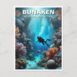 Cartão Postal Bunaken Indonesia Scuba Diver