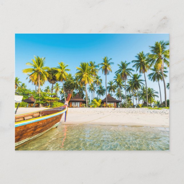 Cartão Postal Bungalows na praia | Ko Mook, Tailândia (Frente)