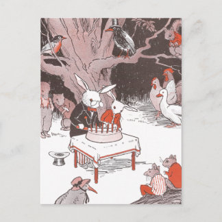 Cartão Postal Bunny Cubra o Bolo de Aniversário