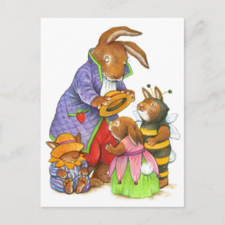 Cartão Postal Bunny Hats por Katy Bratun