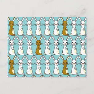 Cartão Postal Bunny Parade Blue - Brown and White Bunbun