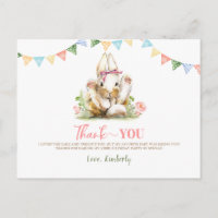 Bunny Pink Floral Aniversário Obrigado