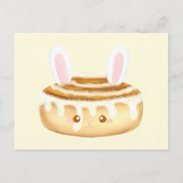 Cartão Postal Bunny Sweet Dessert Cinnamon Bun