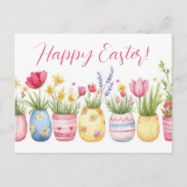 Cartão Postal Bunte Aquarell Oster Postkarte mit Frühlingsblumen