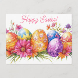 Cartão Postal Bunte Aquarell Oster Postkarte mit Frühlingsblumen