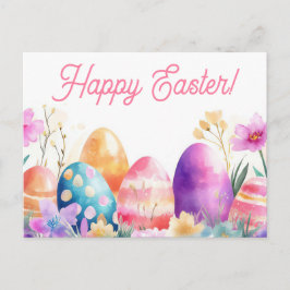 Cartão Postal Bunte Aquarell Oster Postkarte mit Frühlingsblumen