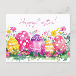Cartão Postal Bunte Aquarell Oster Postkarte mit Ostereiern