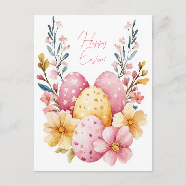 Cartão Postal Bunte Aquarell Oster Postkarte mit Ostereiern (Frente)