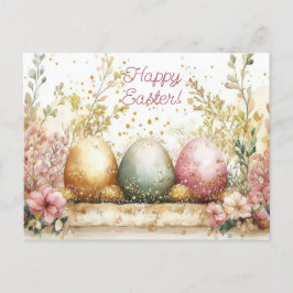 Cartão Postal Bunte Aquarell Oster Postkarte mit Ostereiern
