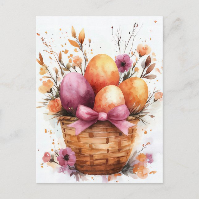 Cartão Postal Bunte Aquarell Oster Postkarte mit Ostereiern (Frente)
