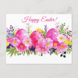 Cartão Postal Bunte Aquarell Oster Postkarte mit Ostereiern