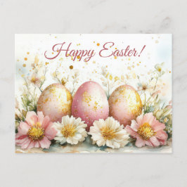 Cartão Postal Bunte Aquarell Oster Postkarte mit Ostereiern