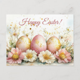 Cartão Postal Bunte Aquarell Oster Postkarte mit Ostereiern
