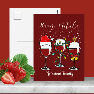 Cartão Postal Buon Natale Merry Christmas Wine Lights