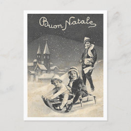 Cartão Postal Buon Natale Vintage 1930 Cena de Natal italiana