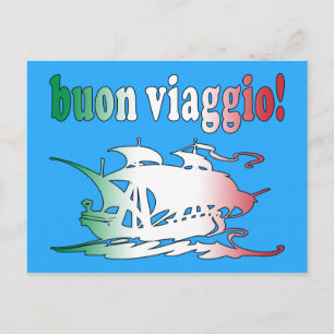 Cartão Postal Buon Viaggio Good Trip em Viagem de Férias Italia