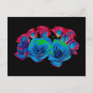 Cartão Postal Buquê Azul, Rosa e Verde (Efeito Solarizado)