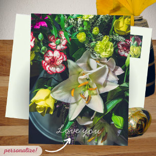 Cartão Postal Buquê colorido com Lily