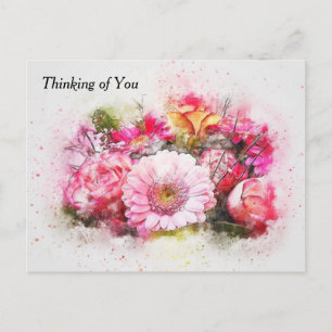 Cartão Postal Buquê de Aquarela de Flores