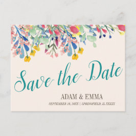 Cartão Postal Buquê de Aquarela Salvar a Data Casamento