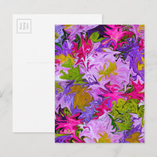 Cartão Postal Buquê de Cores Design de Arte Abstrata Floral