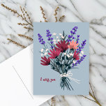 Cartão Postal Buquê de flor selvagem, SINTO SUA SAUDADE Bonito<br><div class="desc">Personalize este cartão alterando o texto,  a fonte,  as cores e adicionando o seu próprio texto no verso! Procure mais no meu compro!</div>