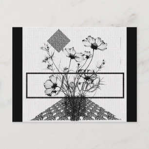 Cartão Postal Buquê De Flores Abstrato Preto