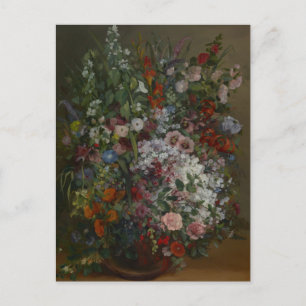 Cartão Postal Buquê de Flores Antigas em um Vaso por Courbet