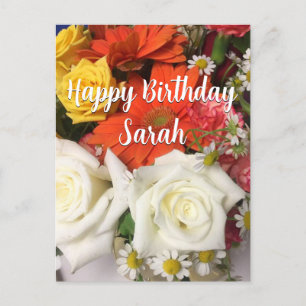 Cartão Postal Buquê de Flores Bonito Personalizado Feliz Anivers