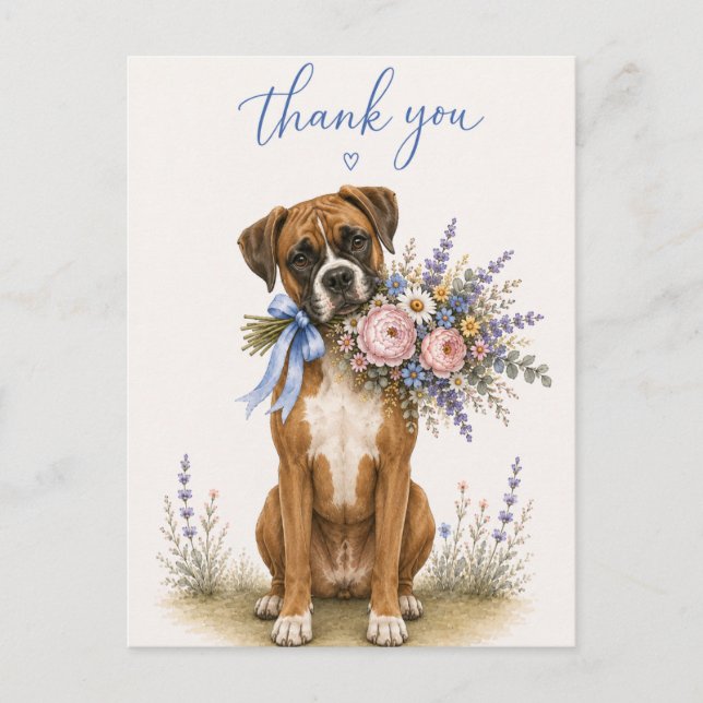 Cartão Postal Buquê de Flores Boxer Agradecimento (Frente)
