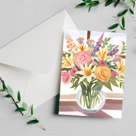 Cartão Postal Buquê de Flores da Primavera | Aquarela Floral Bon