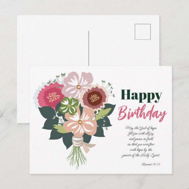 Cartão Postal Buquê De Flores De Aniversário (Frente/Verso)