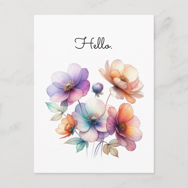 Cartão Postal Buquê de Flores de Aquarela Personalizáveis (Frente)