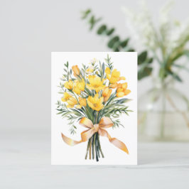Cartão Postal Buquê de Flores de Freesia Amarela