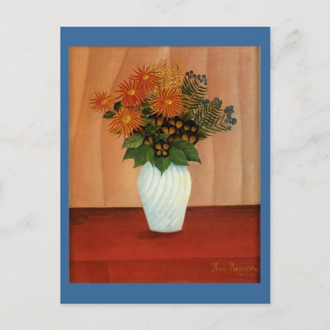 Cartão Postal Buquê de Flores de Henri Rousseau (cerca de 1900) (Frente)