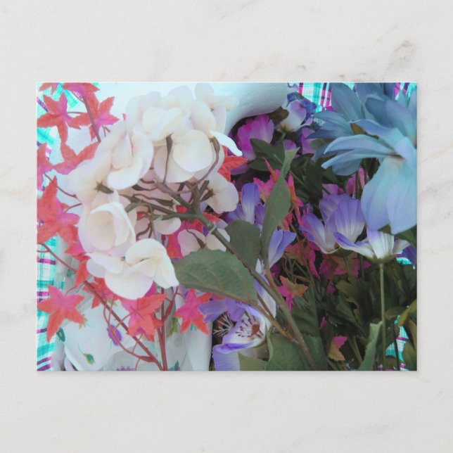 Cartão Postal Buquê de Flores de Plástico (Frente)