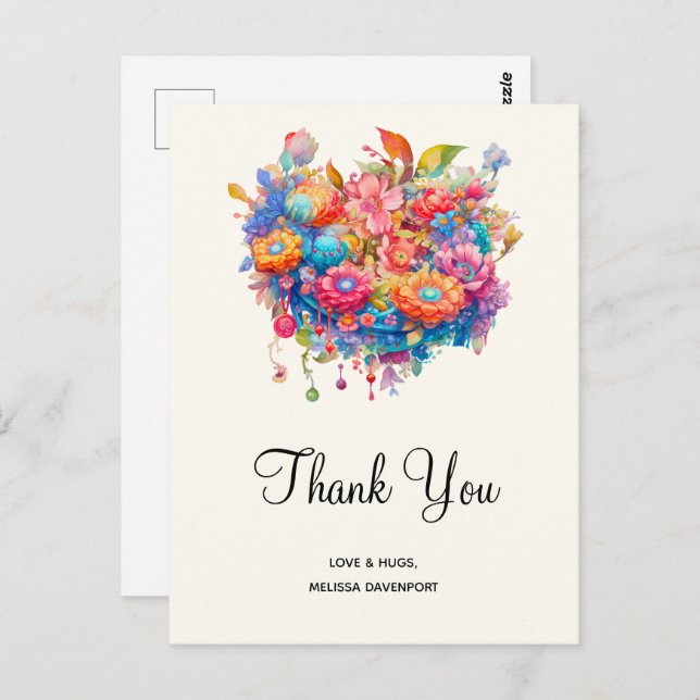 Cartão Postal Buquê De Flores De Verão, Whimsic Boho (Frente/Verso)