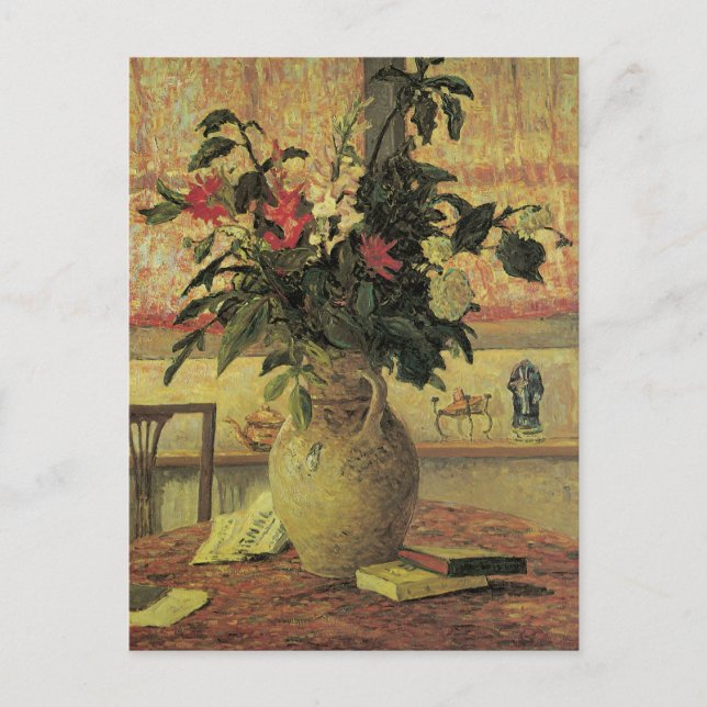 Cartão Postal Buquê de Flores na Janela por Maxine Maufra (Frente)