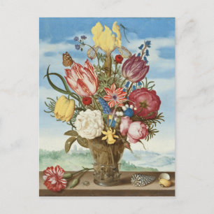 Cartão Postal Buquê de Flores num Bordo Ambrosius Bosschaert