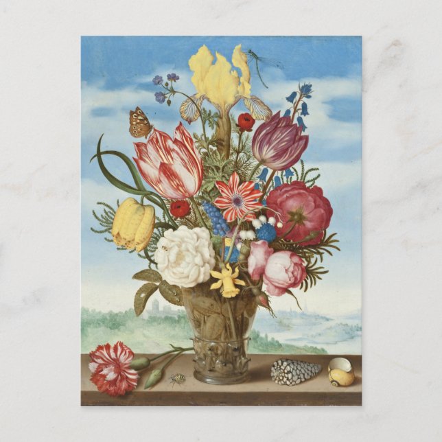 Cartão Postal Buquê de Flores num Bordo Ambrosius Bosschaert (Frente)